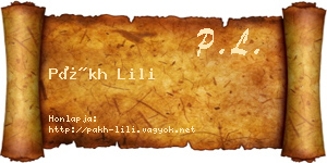 Pákh Lili névjegykártya