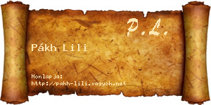 Pákh Lili névjegykártya